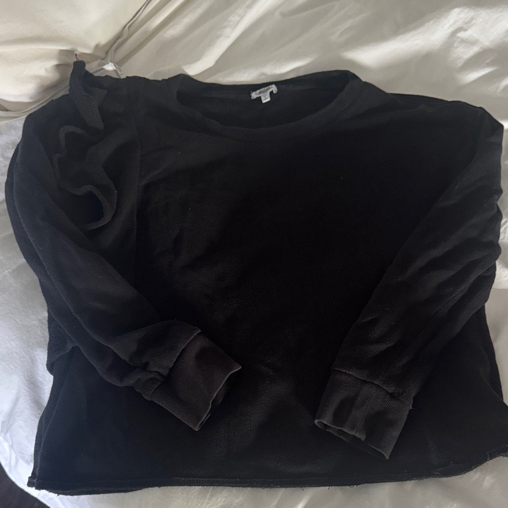 SPLENDID Ruffle shoulder sweatshirt | black | L